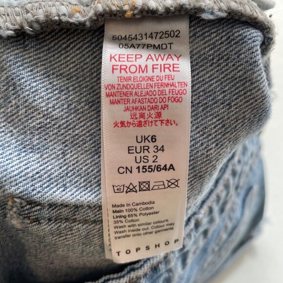 Topshop Kiri Cutoff Jean Shorts Size 2 Denim High Rise Cut‎ Off - Picture 6 of 6